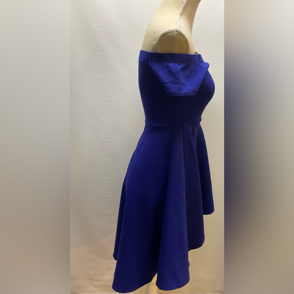 Windsor Womens Off The Shoulder Short Sleeve High Low Cocktail Skater Dress - Picture 9 of 11